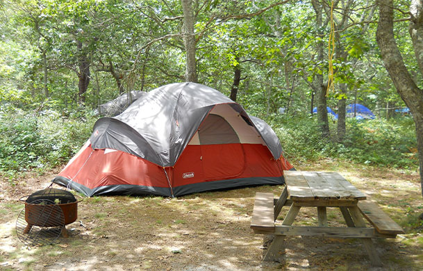 Premium tent site with water and electric at Adventure Bound Cape Cod Horton's