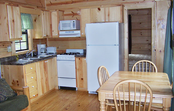 deluxe cabin rental interior kitchen