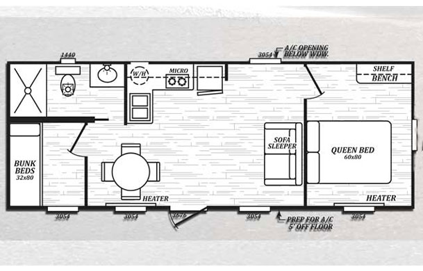 Deluxe cabin floor plan at Adventure Bound Southwoods
